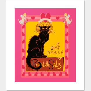 Le Chat Noir D'Amour Heart And Cherub Border Posters and Art